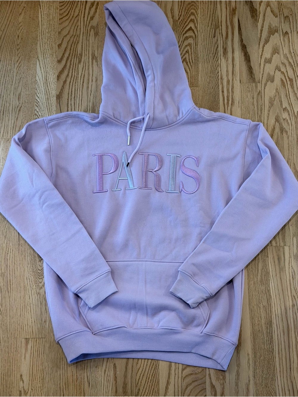 Lavender 'PARIS' Embroidered Pullover Hoodie - Women's